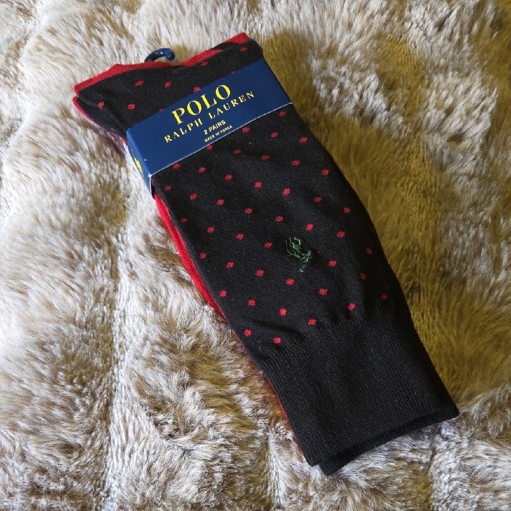 Polo by Ralph Lauren Black Socks with Red Dots